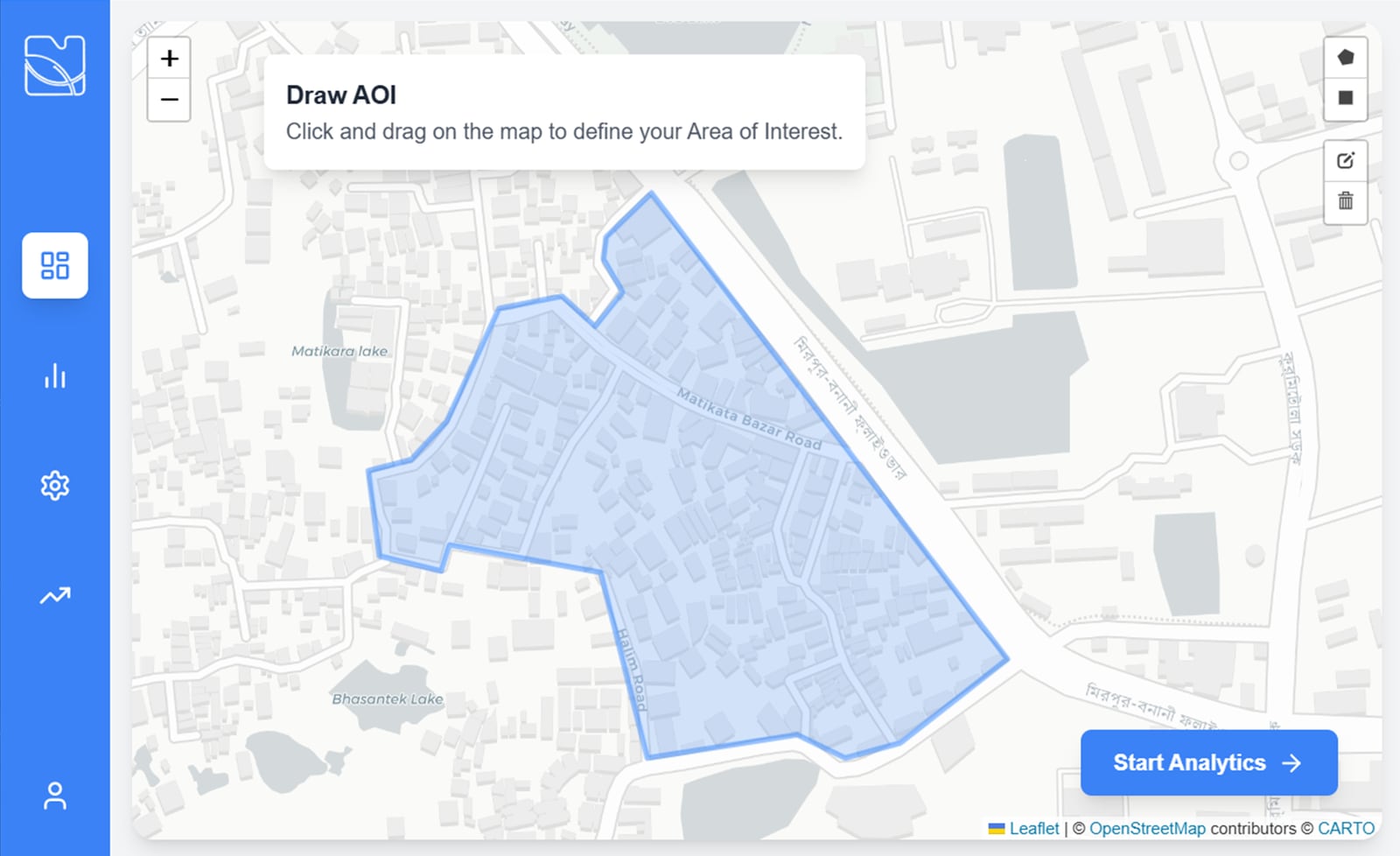 Drawing an area of interest on the infraGOV map